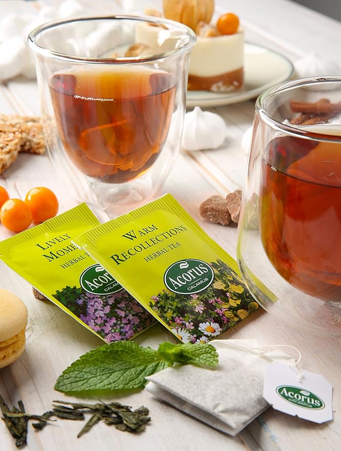 ACORUS Premium Tea Set - Natural Herbal Tea Variety Pack, Gift Set of 6 Different Teas, 60 Bags Individually Wrapped, Herbal Sampler Box