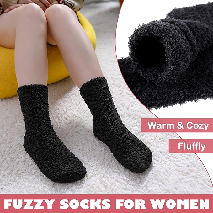 LINEMIN Womens Fuzzy Socks Cozy Fluffy Winter Warm Slipper Socks Microfiber Soft Home Sleeping Socks