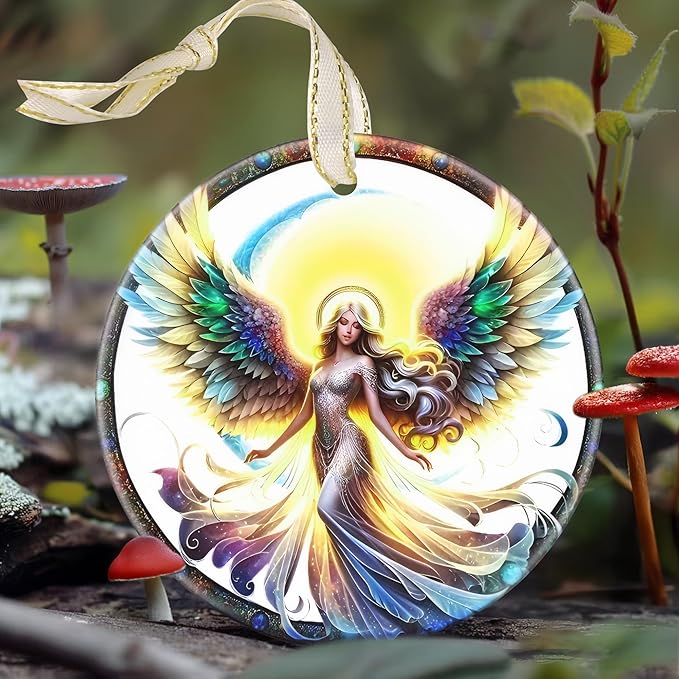 Angel Christmas Ornament, 3.5 Inch Ceramic Christmas Hanging Ornament, Angel Decor, Christmas Tree Ornaments, Gifts for Christmas, Holiday Presents, Gift Exchange