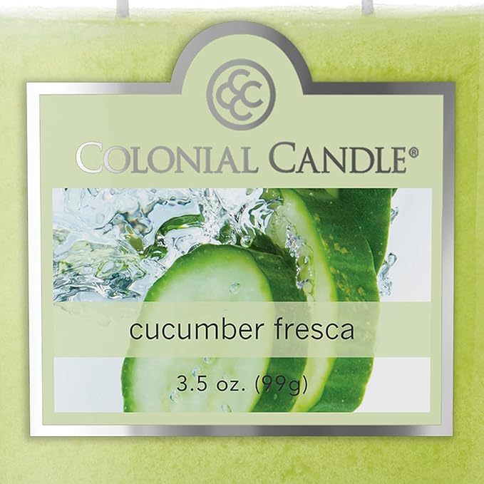 Colonial Candle Cucumber Fresca Scented Jar Candle, 2 Wick, 3.5 oz, Mottled Wax Candle