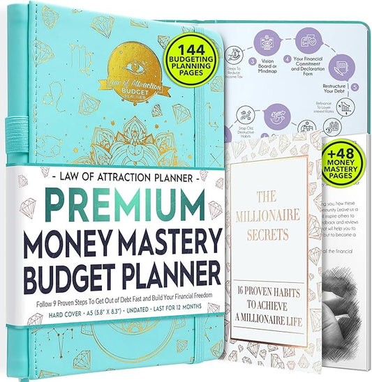 Budget Planner and Monthly Bill Organizer - Finance Planner, 12-Month Journey to Financial Freedom | Bill Payment Tracker Monthly Organizer, Money Saving & Expense Tracker | Undated Budgeting Journal