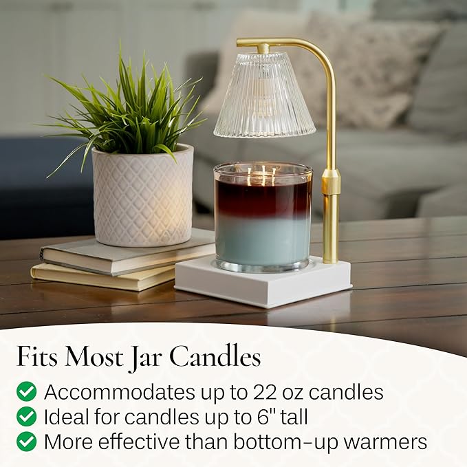 Candle Warmers Etc. Gold Luna Lamp – for Top-Down Warming & Flame-Free Fragrance