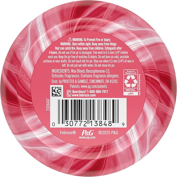 Febreze Scented Candle, Sweet Watermelon Vine Scent, 11 oz 4 Wick Candle, Single Pack