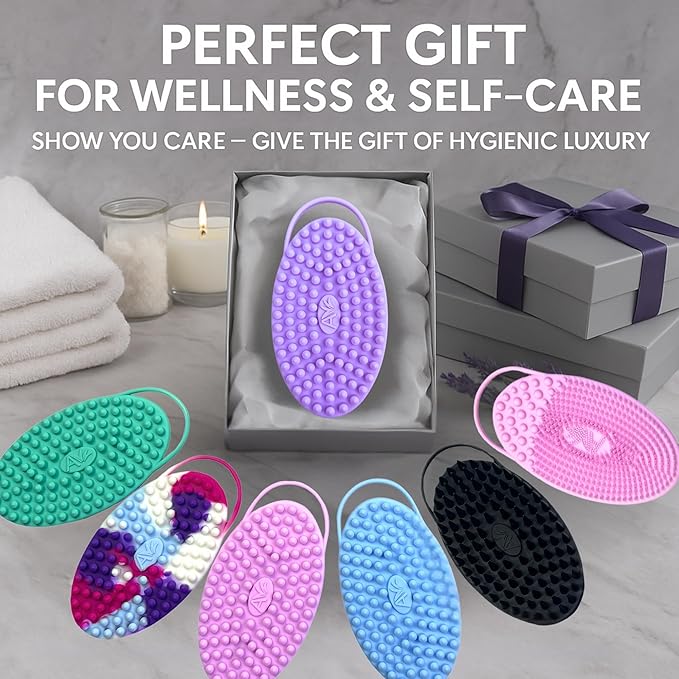 Avilana Silicone Body Scrubber - Food Grade & Lab Tested, Gentle Exfoliating Shower Brush for All Skin Types, Hygienic Quick-Dry Loofah Alternative