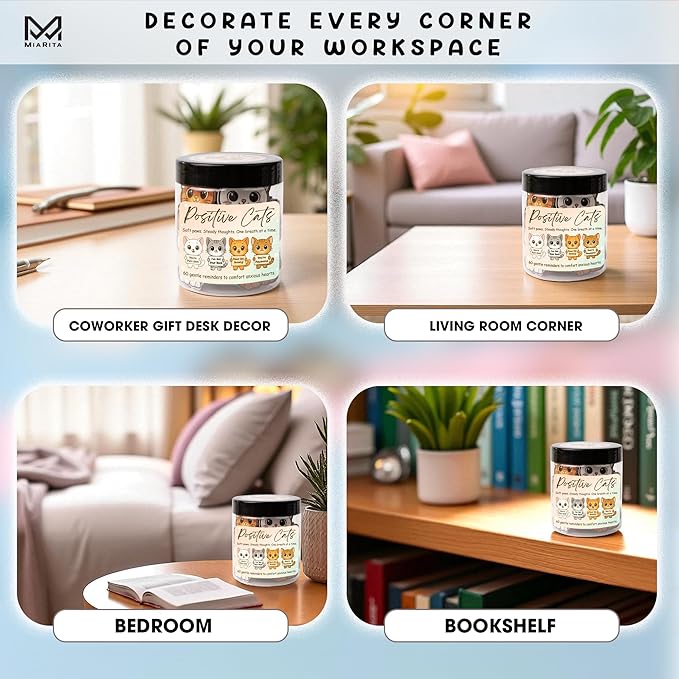 Positive Cats Jar – 60 Affirmation Cards for Anxiety & Self Care, Cat Gifts for Women, Teens & Men, Mental Health & Stress Relief Support Gifts, Cat Mom Gift