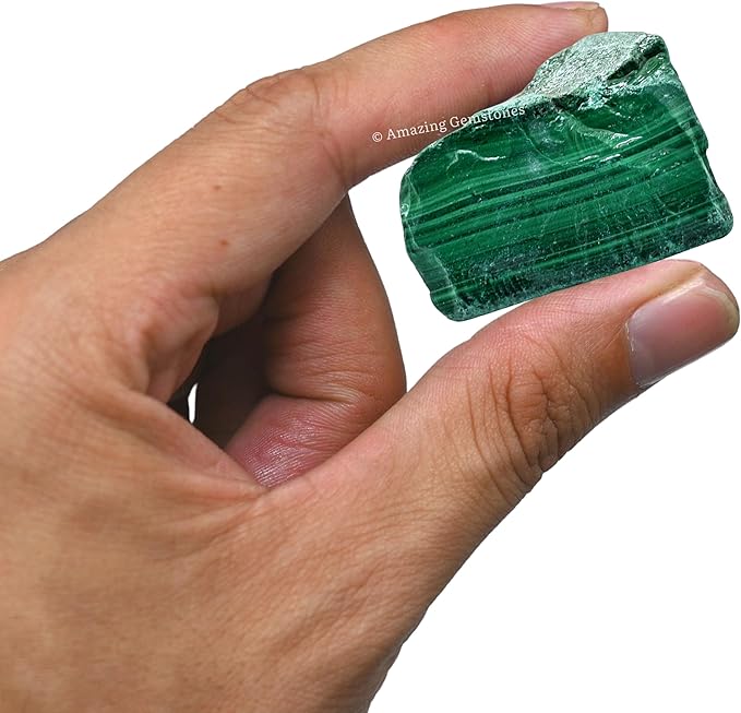 Amazing Gemstone 2 Pieces Malachite Raw Crystals and Healing Stones, Natural Rocks for Tumbling and DIY Raw Stones and Crystals