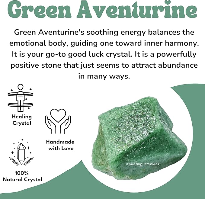 Amazing Gemstone Green Aventurine Raw Crystals and Healing Stones, Natural Rocks for Tumbling - DIY Raw Stones and Crystals, 2 Pieces