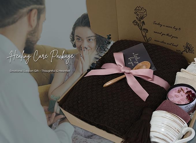 Get Well Gift Baskets for Women &Men- Self Care Package - After Surgery, Sympathy/Relaxation/Thank You Gifts, Thinking of You/Grief/Bereavement/Miscarriage Gifts for Women（Brown)