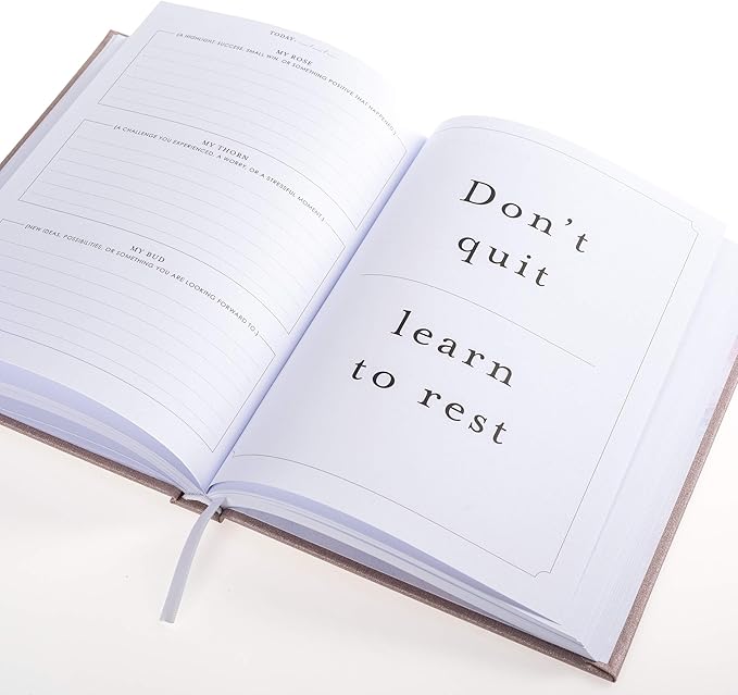 Graphique Self-Care Journal - Gratitude - 256 Pages - Weekly Quote & Daily Fill in Interiors - Hardbound Fabric Cover - Ribbon Marker (6" x 8")