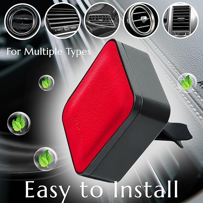 Premium Quality Car Air Freshener Leather and Metal Design Scent Vent Clip Diffuser,New Natural Fragrance Diffuser for Car with 3 Refill Scented Discs and Gift Box(Lava Orange)