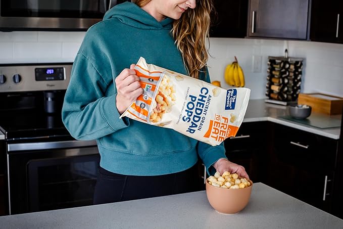 Cybele's Free-to-Eat Ancient Grain Pops - Healthy Snacks, All Natural, Gluten-Free, Vegan, No Preservatives or Additives (Cheddar Pops 4oz, Pack of 6)