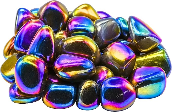 Amazing Gemstone Titanium Aura Quartz Crystals and Healing Stones Tumbled - 1 Oz Titanium Aura Quartz Stone, Healing Stones for Energy Balance, Stress Relief - Polished Gems Rocks