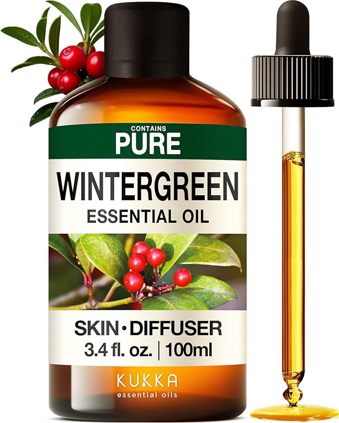 KUKKA Wintergreen Essential Oils - 3.40 Fl Oz - for Hair, Skin, Diffuser, Aromatherapy & DIY Soap Making Scent
