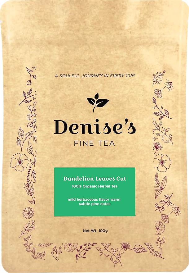 Denise's Fine Tea, USDA Organic, Dandelion Leaves Cut, Herbal Tea, Loose Leaf (100g)