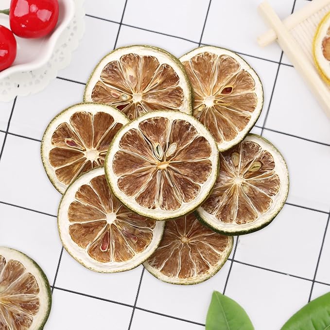 Haomly Dehydrated Lime Slice Wheels |5.3oz/150g|100% Natural Dried Lime Slices|Dehydrated Fruit For Cocktails,Garnishing, Cooking, Baking, Fruit Tea Drinks,Wreath Making,Crafts | No Added Sugar| No Additive