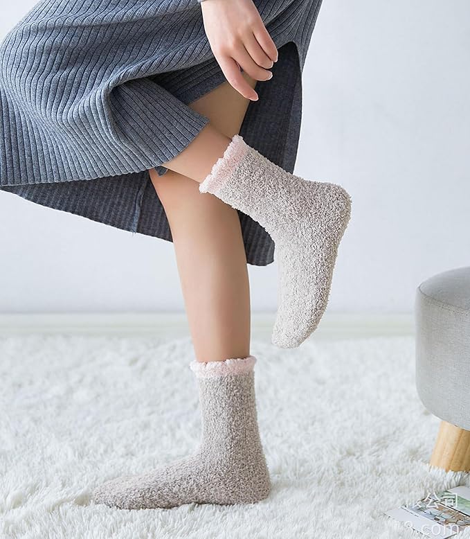 LINEMIN Womens Fuzzy Socks Cozy Fluffy Winter Warm Slipper Socks Microfiber Soft Home Sleeping Socks
