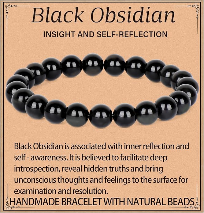 LPBeads Handmade Natural Gemstone Stretch Elastic Bracelet Healing Crystal Round Stone Beads Jewelry Gifts for Women Men