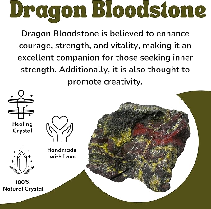 Amazing Gemstone Dragon Bloodstone Raw Crystals and Healing Stones, Natural Rocks for Tumbling - DIY Raw Stones and Crystals, 2 Pieces