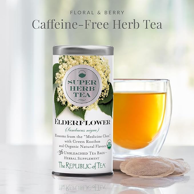 The Republic of Tea — Organic Elderflower SuperHerb Tea Refill, 36 Herbal Tea Bags, Naturally Caffeine-Free