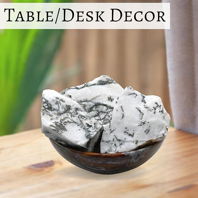 Amazing Gemstone 2 Pieces Tree Agate Raw Crystals and Healing Stones, Natural Rocks for Tumbling and DIY Raw Stones and Crystals