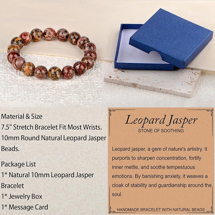 LPBeads Handmade Natural Gemstone Stretch Elastic Bracelet Healing Crystal Round Stone Beads Jewelry Gifts for Women Men