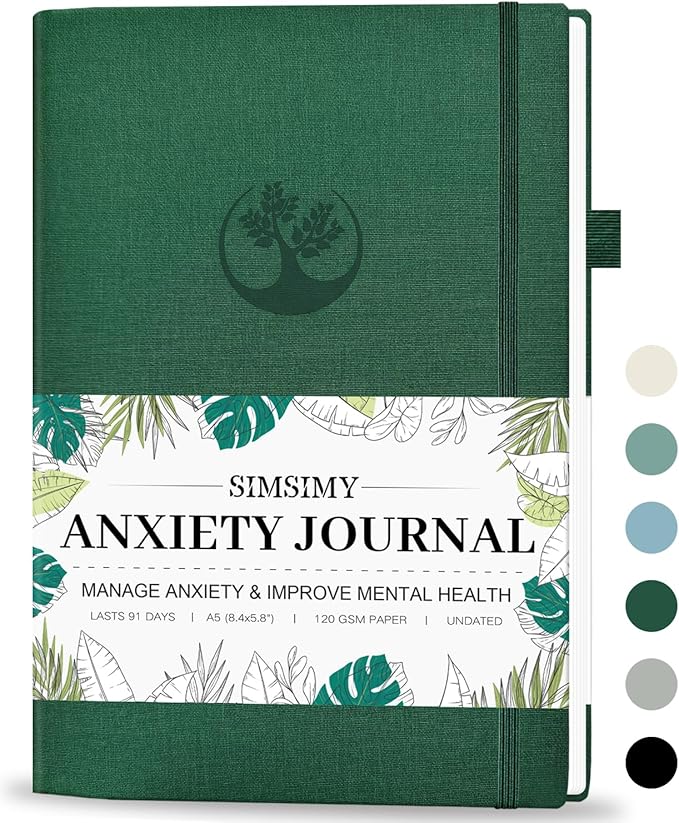Mental Health & Anxiety Journal, 91 Days Mood Tracker Journal for Mindfulness, Self Care & Stress Relief, Guided CBT Journal with Mental Health Coloring Book Pages & Dream Diary to Record, Wellness Gifts for Women Men