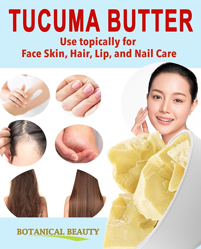 Botanical Beauty Brazilian TUCUMA BUTTER 100% Pure Natural VIRGIN UNREFINED Cold-Pressed for Face, Skin, Body, Hair, Lip, Nails. Rich in Vitamin E. Beauty Moisturizing Nourishing (8.46 Fl Oz)