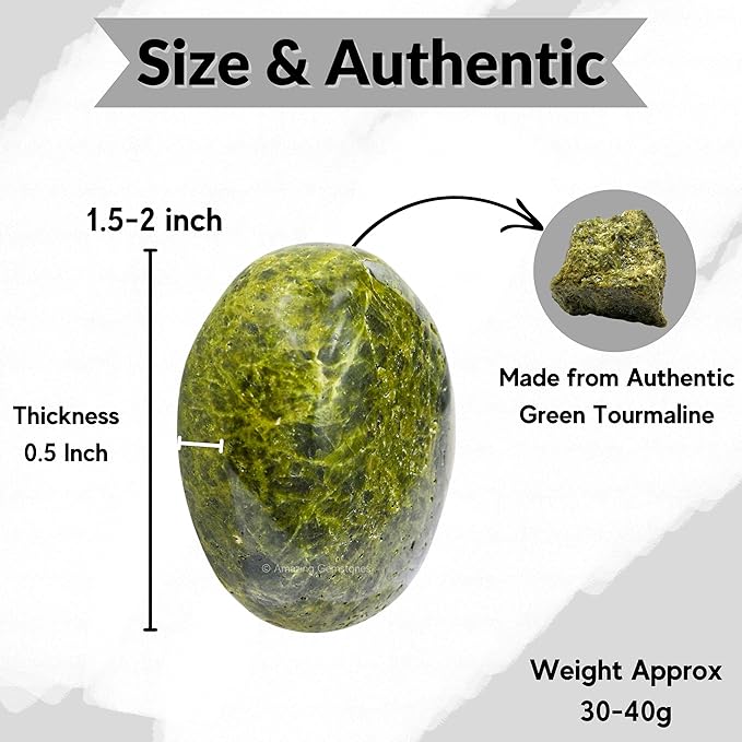 Amazing Gemstone Green Tourmaline in Matrix Crystals and Healing Stones - Large Palm Stone Crystals Piedra - Crystal for Good Luck,Positivity,Meditation - Unique Stocking Stuffers and Birthday Gifts