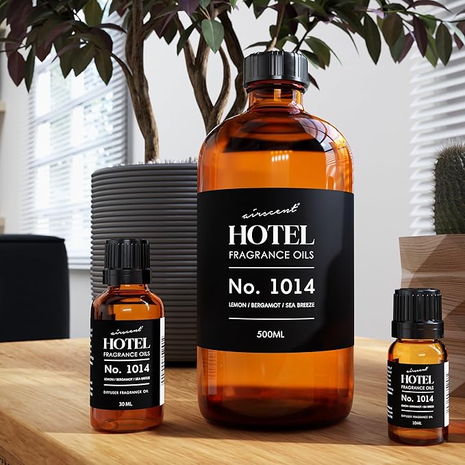 AirScent Hotel Diffuser Oil No. 1014 Inspired by The Iconic 5-Star Hotel Coastal Blend - Lemon Bergamot Sea Breeze - 30 mL, 1 fl oz - Fragrance Oil for Ultrasonic and Waterless Diffusers and Crafting