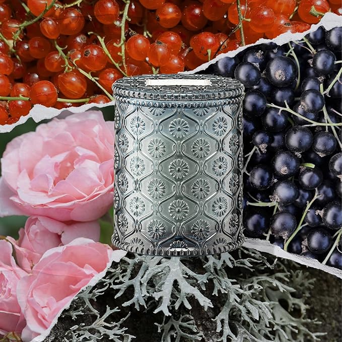 LA JOLIE MUSE Hey Baies Candles - Red Currant, Rose, Oakmoss | 6 oz Natural Soy Wax | 40 Hours Clean Burn | Berry Scented Candle | Gift-Ready for Hosts & Gatherings