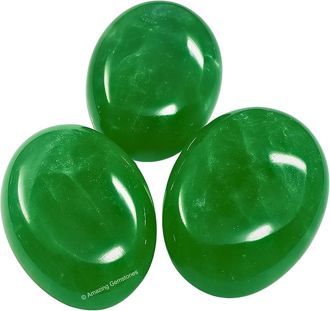 Amazing Gemstone Green Fluorite Crystals and Healing Stones - Large Palm Stone Crystals Piedra - Crystal for Good Luck, Balanced Positive Energy, Meditation - Unique Stocking Stuffers Gifts for Women