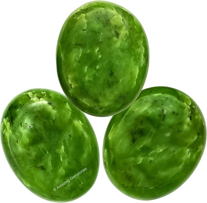 Amazing Gemstone Nephrite Green Jade Crystals and Healing Stones - Large Palm Stone Crystals Piedra - Crystal for Good Luck, Positive Energy, Meditation - Unique Stocking Stuffers, Gifts for Women