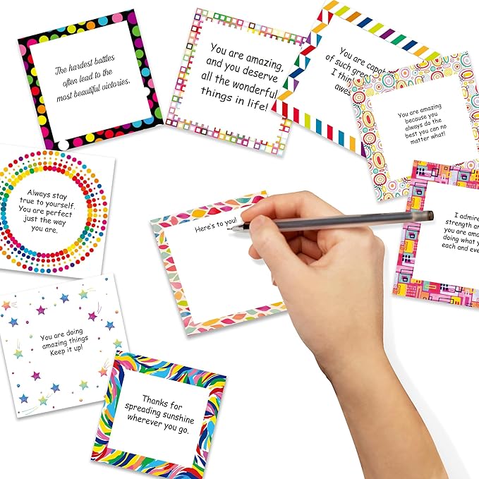 70 Inspirational Cards with Envelopes & Stickers – 3.5x3.5 Positive Affirmation Notes in Gift Box – Encouragement, Gratitude, Motivation.