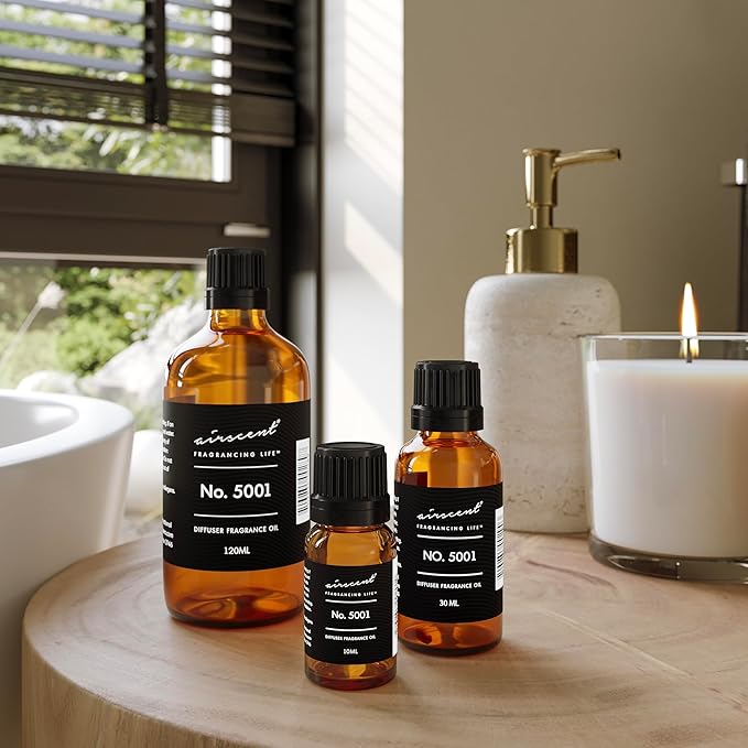 AirScent Baccarat Rouge Inspired Diffuser Oil - Perfume Dupe - Premium Fragrance Oil No. 5001 for Ultrasonic and Waterless Diffusers and Crafting - 30 mL, 1 fl oz Glass Dropper Bottle