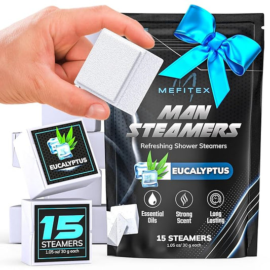 Shower Steamers for Men - 15 Pack Eucalyptus Aromatherapy Shower Steamers, Strong Scent, Long Lasting, Premium Essential Oils, Gifts for Men Relaxation and Sinus Relief