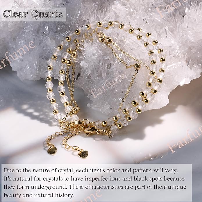 Farfume Crystal Bracelet Beaded Bracelets for Women 4mm Natural Stone Beads Gemstone Handmade Anxiety Jewelry Gifts