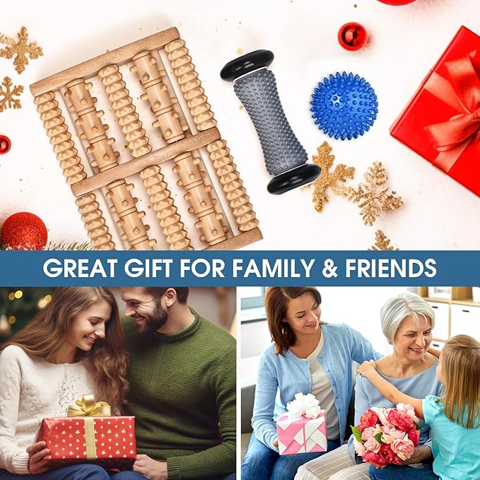 3PCS Foot Roller Plantar Massager for Plantar Fasciitis Relief and Reflexology, Plantar Roller Massager, Plantar Neuropathy Pain Reliever,orRelaxMuscles Wooden Reflexology Massage