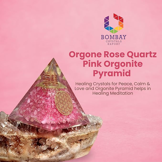 Rose Quartz Orgone Pyramid for Healing Energy – Handcrafted Crystal Pyramid with Copper Coil for Love, Harmony & Meditation – Reiki, Chakra Balancing, Positive Energy Generator Spiritual Gift