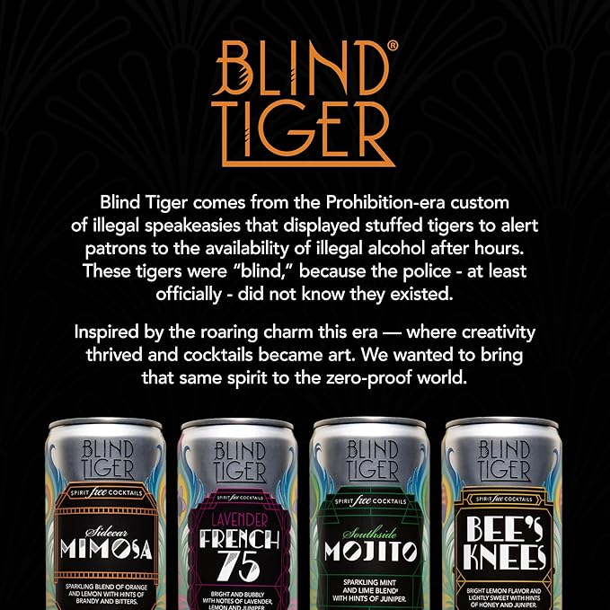 Blind Tiger Sidecar Mimosa 8-Pack | Orange, Lemon & Bitters Non-Alcoholic Sparkling Mocktail| Crafted with Natural Ingredients | Mixers, Cocktails, Mocktails | 8.4 fl oz Cans