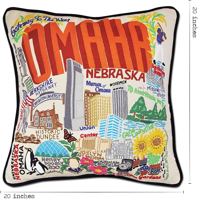 Catstudio Omaha Embroidered Decorative Throw Pillow