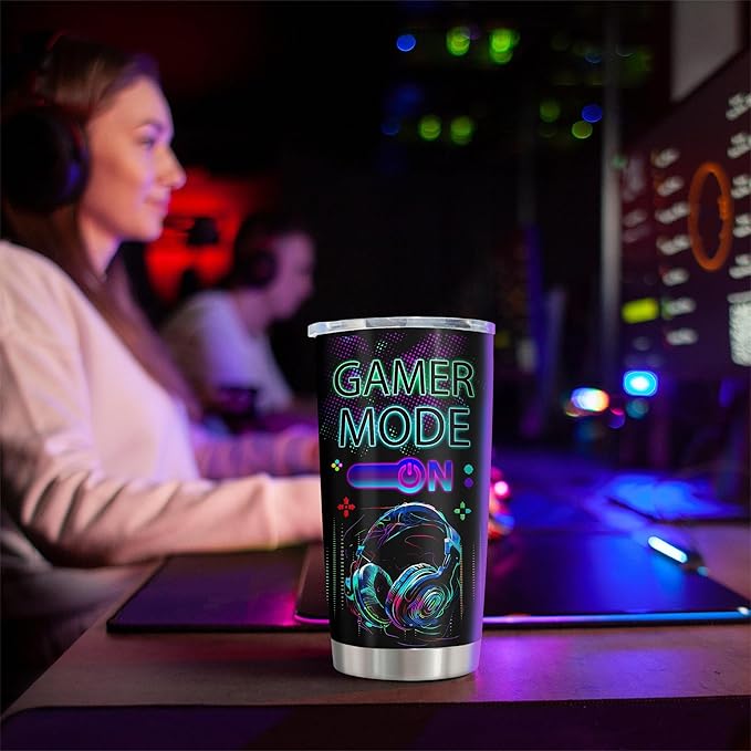 Gamer Gifts, Cool Gifts for Men Teenage Boyfriend Teen Boys Girls, Gaming Mug, Video Game Cup, Birthday Present for Game Lovers Tumbler 20oz 1 PC