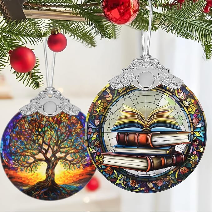 Book Lovers Gifts, Book Ornaments for Christmas Tree, Book Lover Christmas Ornaments, Gifts for Book Lovers,Book Decor, Book Lover Ornament, Librarian Ornament, Stained Glass Christmas Ornament