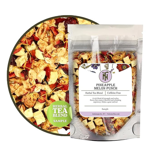 Nelson's Tea Pineapple Melon Punch - Caffeine Free, Cut & Sifted Rooibos Green Tea with Apple, Cranberry, Hibiscus, Marigod and Safflower Loose Leaf Tea (Sample 0.2 Oz)