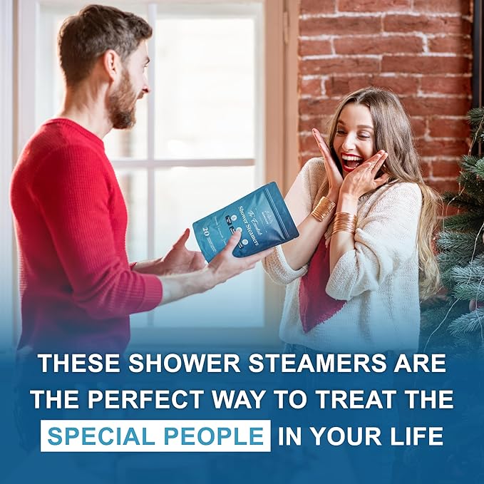 Shower Steamers Aromatherapy | 20 Pack Shower Steamers for Women & Men, Essential Oils for Stress Relief, Self Care, Gifts for Mom, Birthday, Stocking Stuffers & Christmas (Blue)