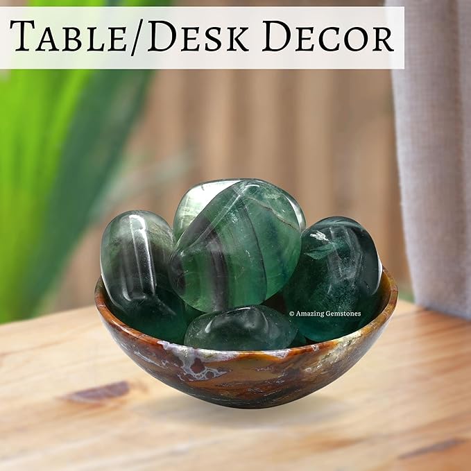 Amazing Gemstone Fluorite Crystals and Healing Stones Tumbled - 1 oz Fluorite Stone Gem Stones, Natural Healing Stones for Energy Balance, Stress Relief - Premium Polished Gems Rocks for Meditation