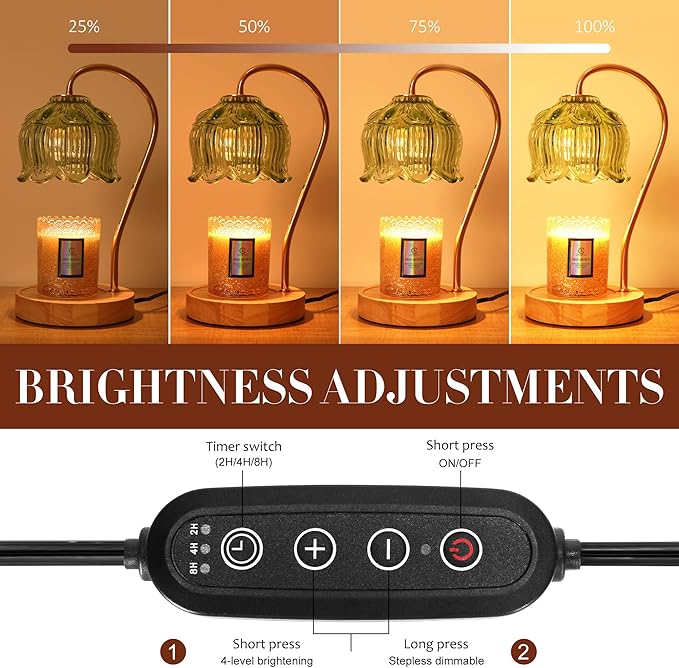 Flower Candle Warmer Lamp with Timer & Dimmer - Fits All Jar Scented Candles - Valentine's & Mother's Day Gift for Women，Mom，Her