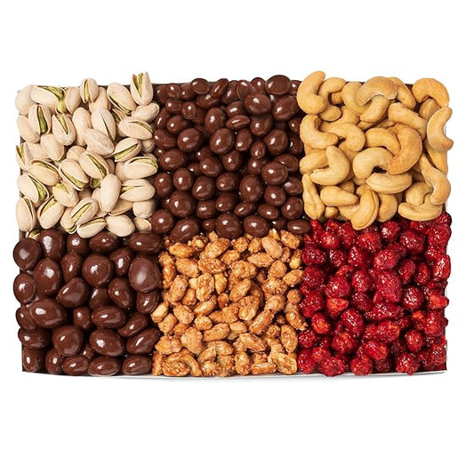 Nuts.com – Large Mixed Nuts Sampler for Fall, Thankgiving and Festive Gifts — Healthy Snack Box w/ 2 Lbs of Natural Pistachios, Peanuts, Raisins, Roasted Cashews