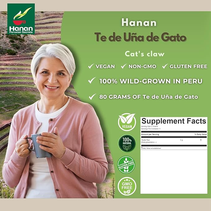 Hanan Te de Uña de Gato 80g - Cat’s Claw Loose Leaf Tea for Joint Support, Mobility & Well-Being, Natural Herbal Tea from Peru (2.82oz)