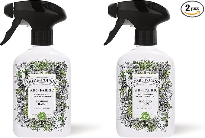 Home-Pourri Air + Fabric Multi-Purpose Odor Freshener Spray, Bamboo Rain, 11 Fl Oz - Jasmine, Bamboo and Fresh Grass (Pack of 2)