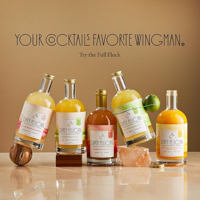 Dirty Pelican Cocktail Mixers - Mango Passionfruit Margarita - Skinny & Organic Drink Mixes for Cocktails - Low Calorie Mocktails - Low Sugar - Vegan - Gluten Free - No Preservatives - 750ml (1 Bottle)